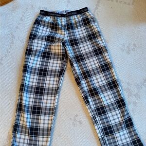 Calvin Klein Boys Plaid Sweatpants in Black and White